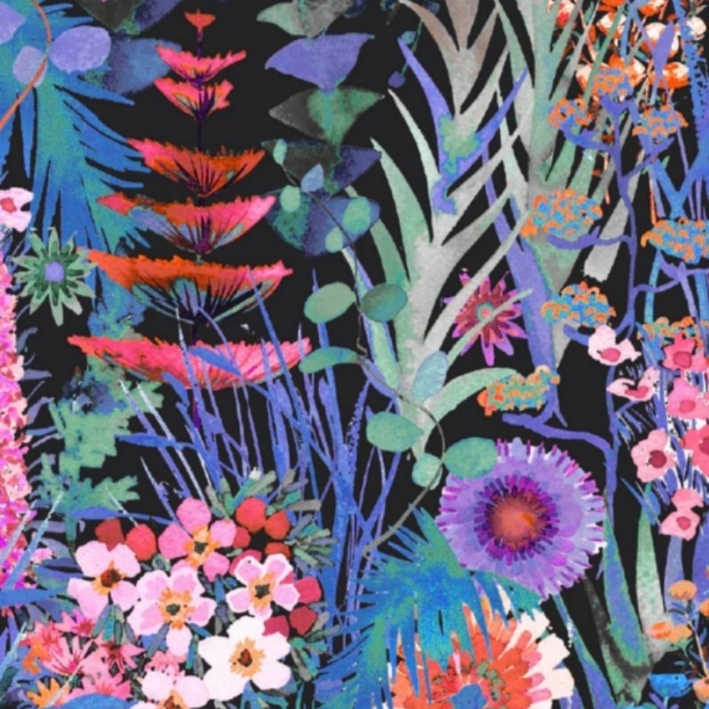Liberty of London Art Fabric Skinny Scarf Tresco Black Floral Bespoke Co… - Picture 7 of 13